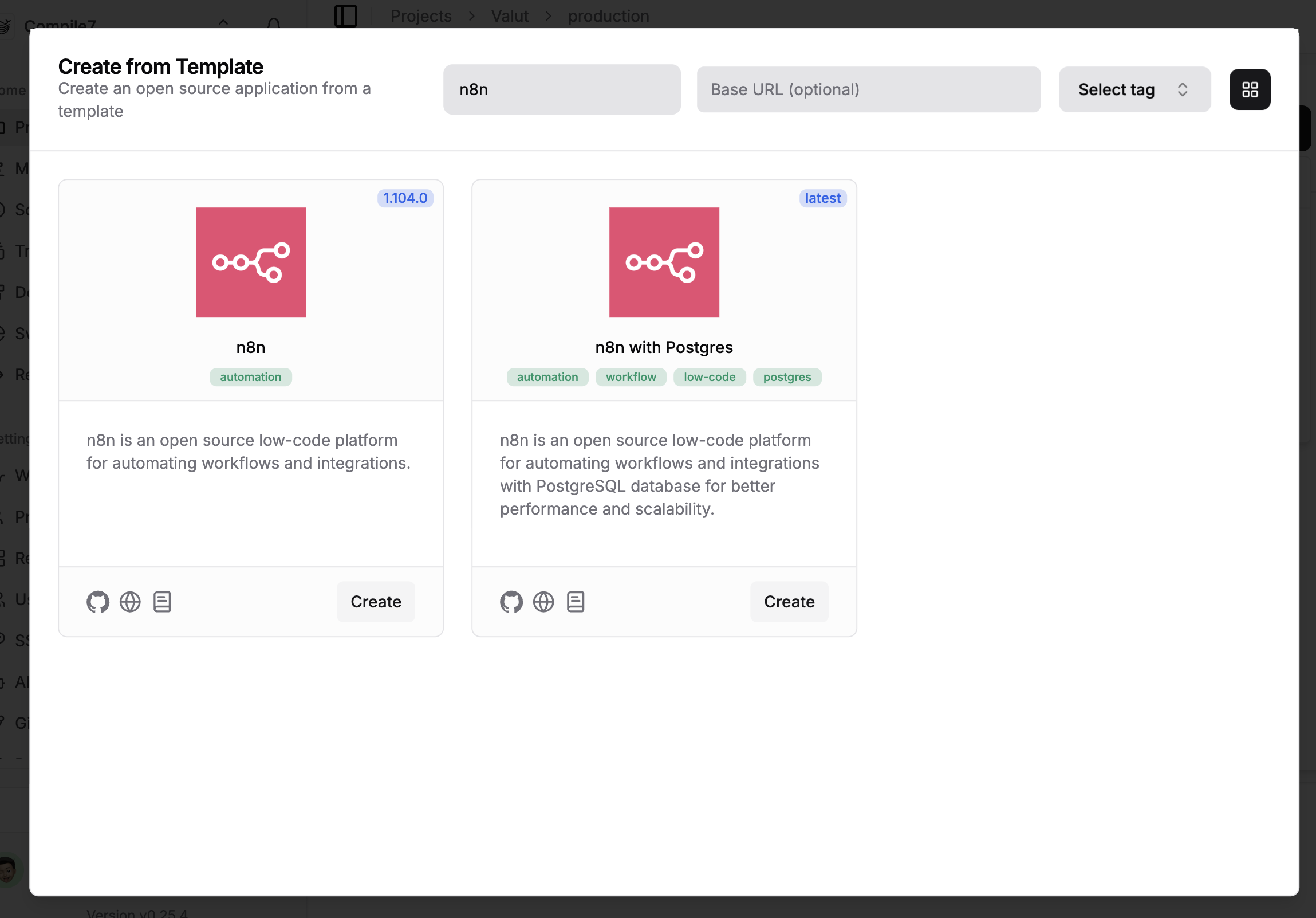 Search and create n8n template